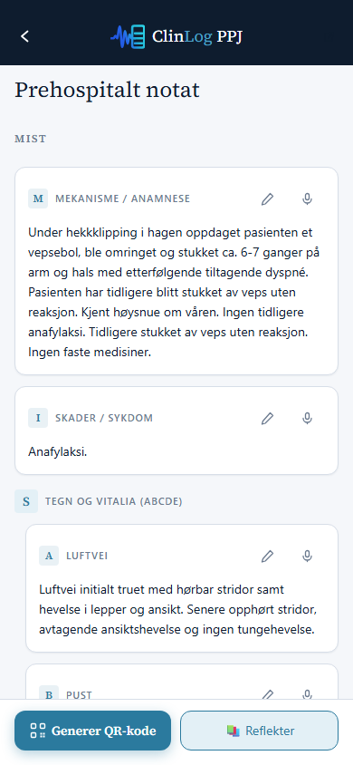 Strukturert MIST/ABCDE-notat